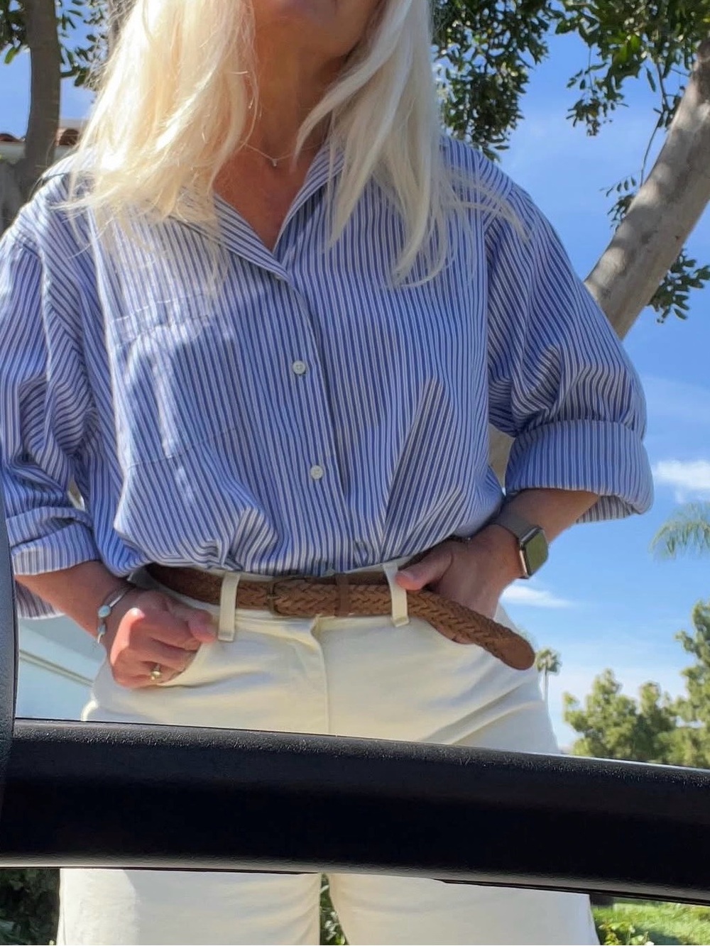 Arrow Blue and White Striped Button-Down Shirt